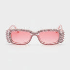 Pink Rhinestone Winged Oval Sunglasses – eyewear (view 1)