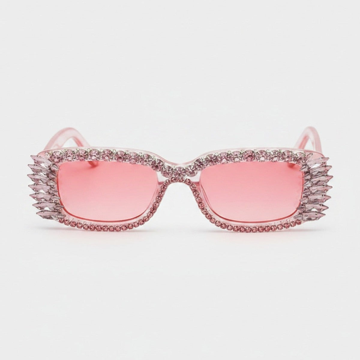 Pink Rhinestone Winged Oval Sunglasses – eyewear (view 1)