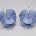 Puffy Flower Petal Dangle Earrings - Periwinkle