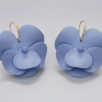 Puffy Flower Petal Dangle Earrings - Periwinkle