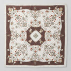 Ornate Lace Square Scarf - Brown & Cream