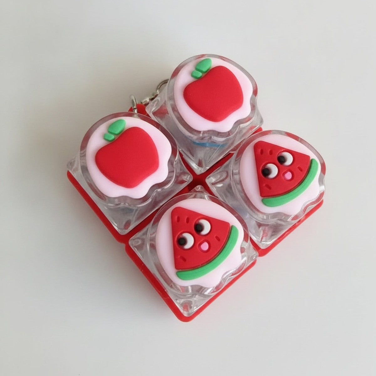 Apple & Watermelon Keycap Keychain