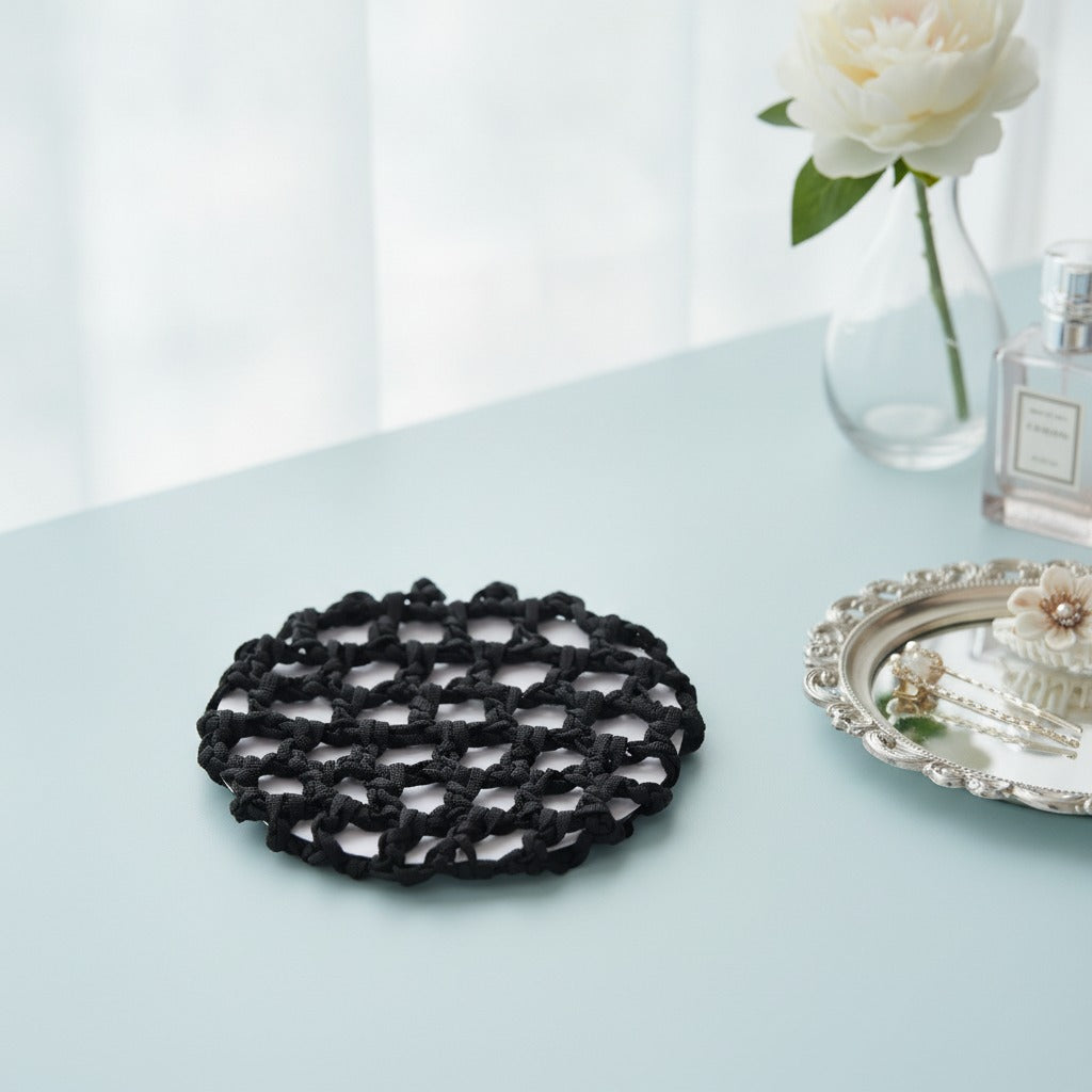 Crochet Mesh Hair Net - Black