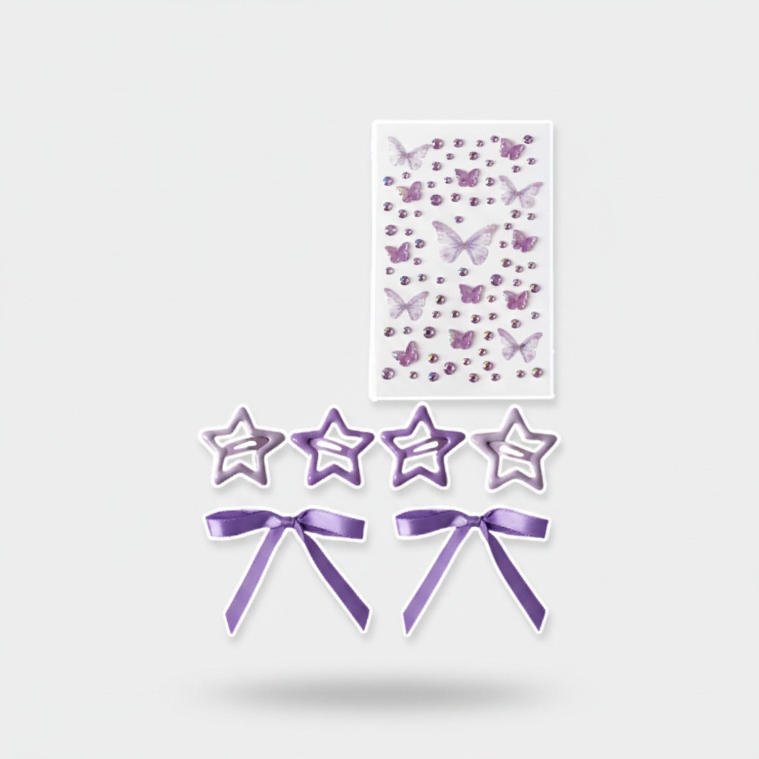 Butterfly & Star Hair Clip Set Purple