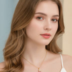 Daisy Gem Pendant Necklace - Gold & Pink