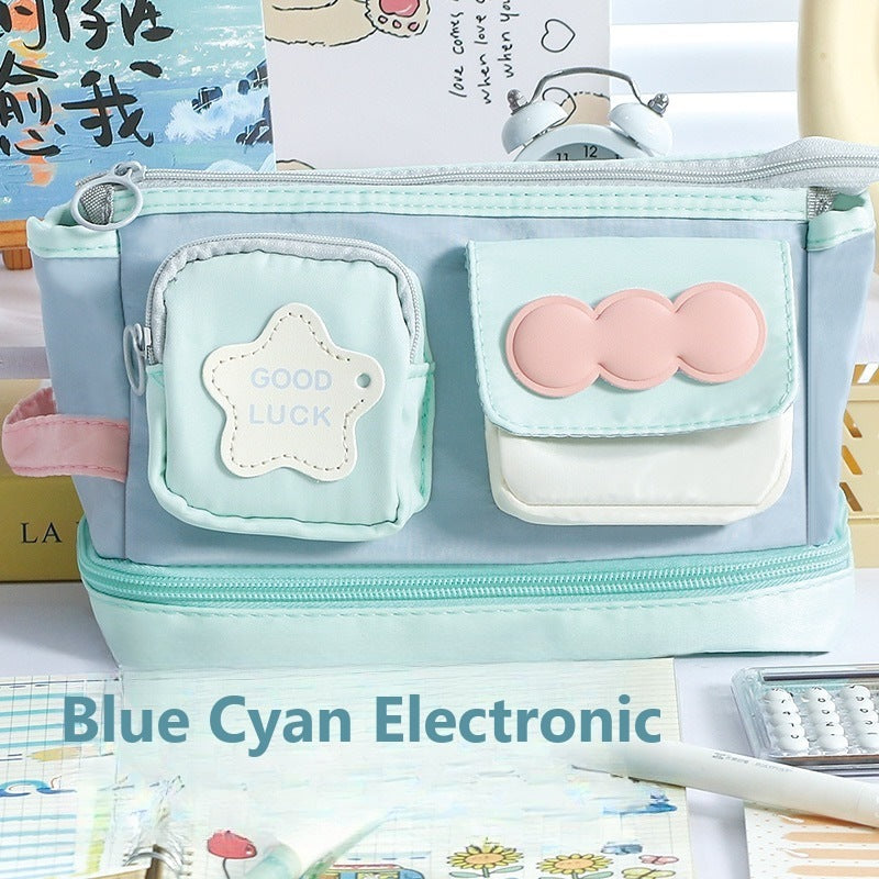 Color-blocked dopamine pencil case - Green