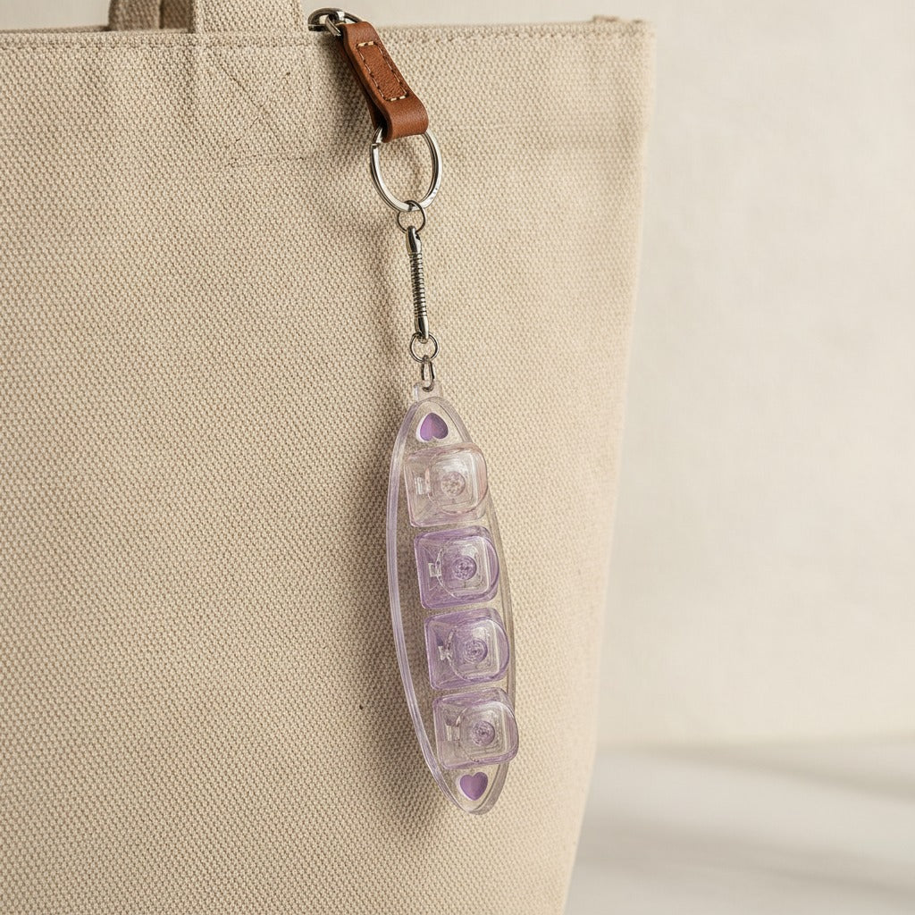 Heart Keycap Light-Up Keychain - Purple