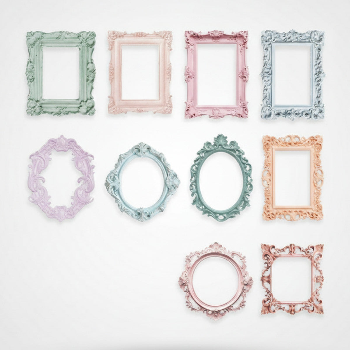 Ornate Decorative Picture Frame Set - Pastel Colors – stationery (view 1)