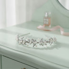 Pearl Leaf Statement Headband - Silver & Pearl