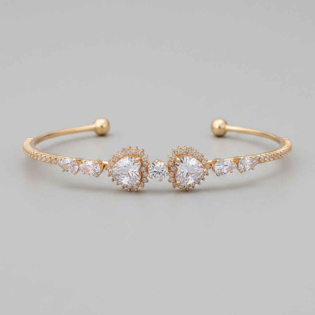 Gold Crystal Rhinestone Halo Cuff Bracelet – jewelry (view 1)