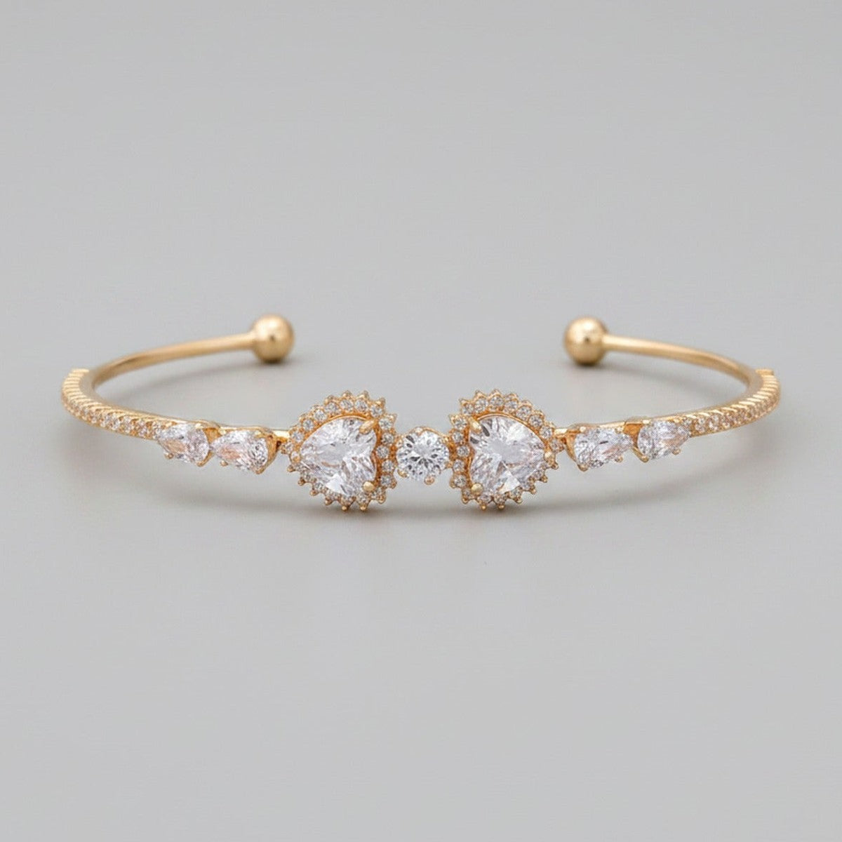 Gold Crystal Rhinestone Halo Cuff Bracelet – jewelry (view 1)