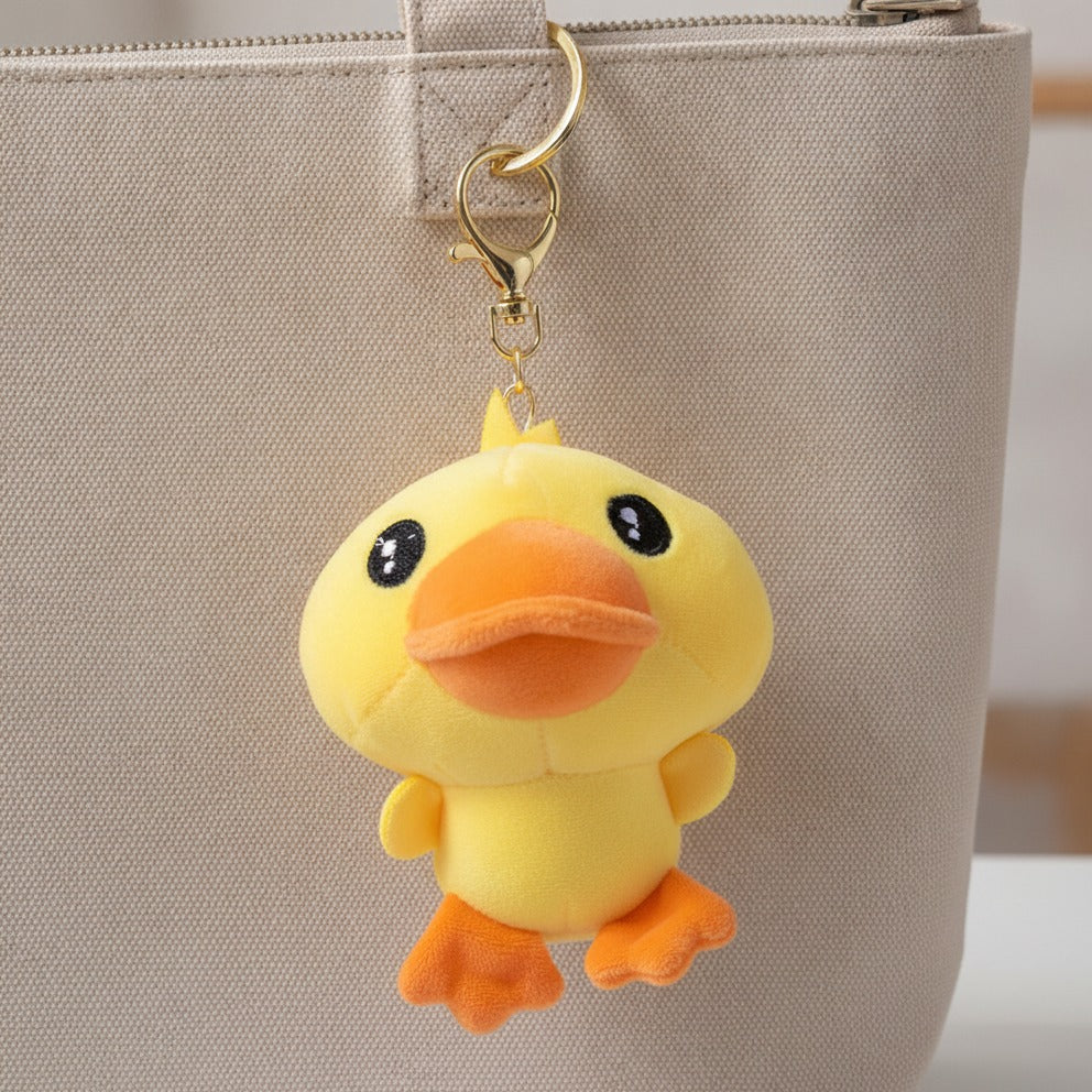 Cute Duck Plush Keychain - Yellow