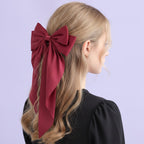 Silky Bow Hair Claw - Wine