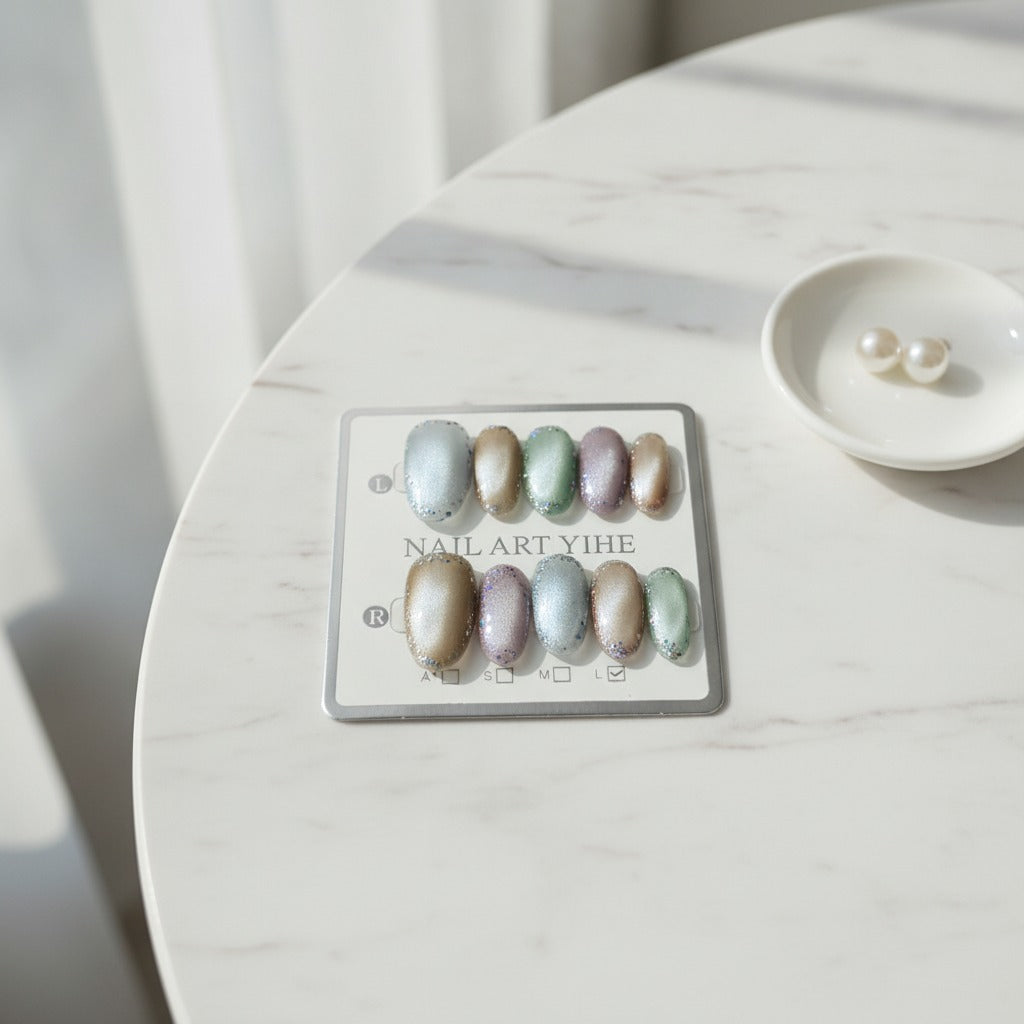 Nail Art Press-On Set - Metallic Jewel Mix