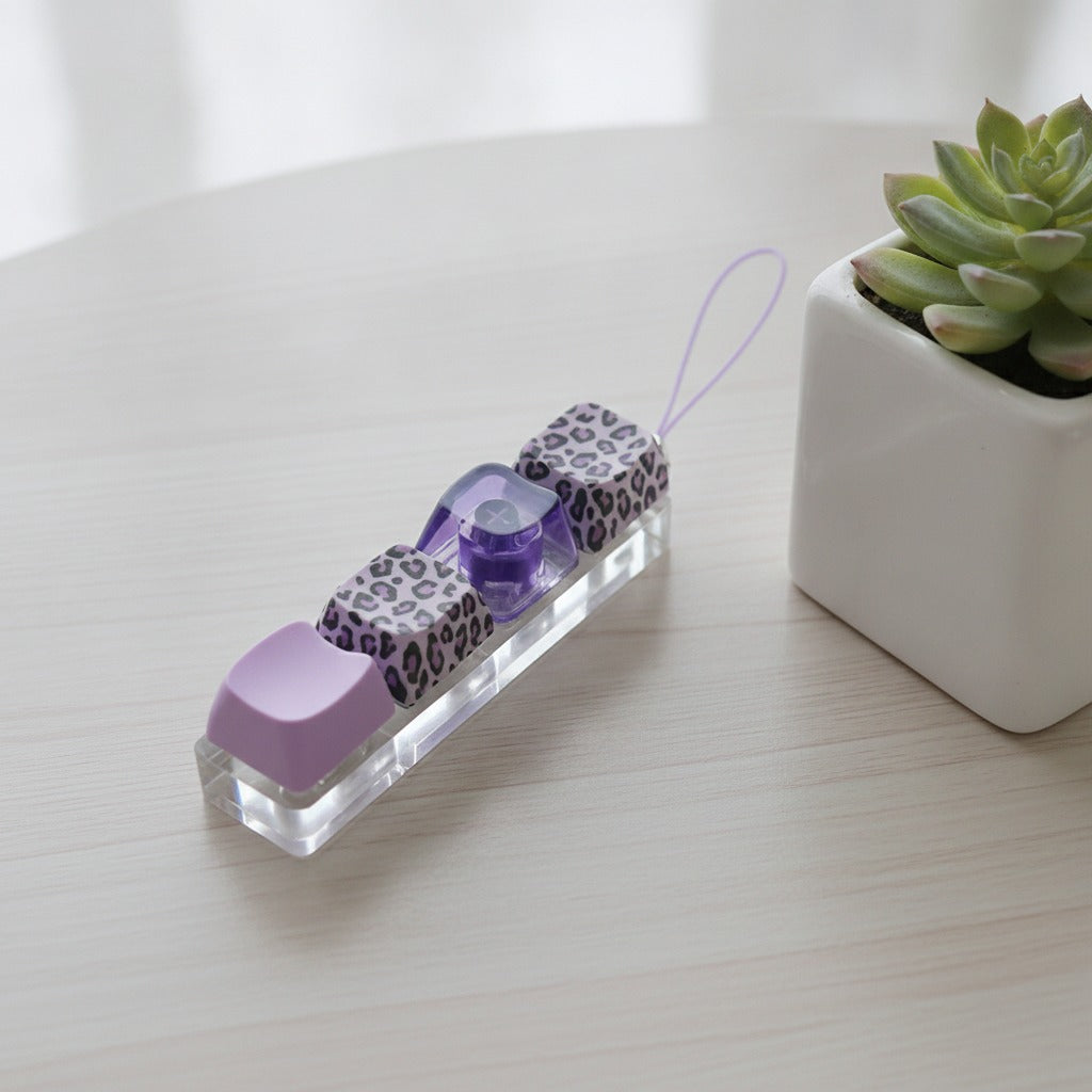 Leopard Print Nail Polish Keychain - Purple Leopard