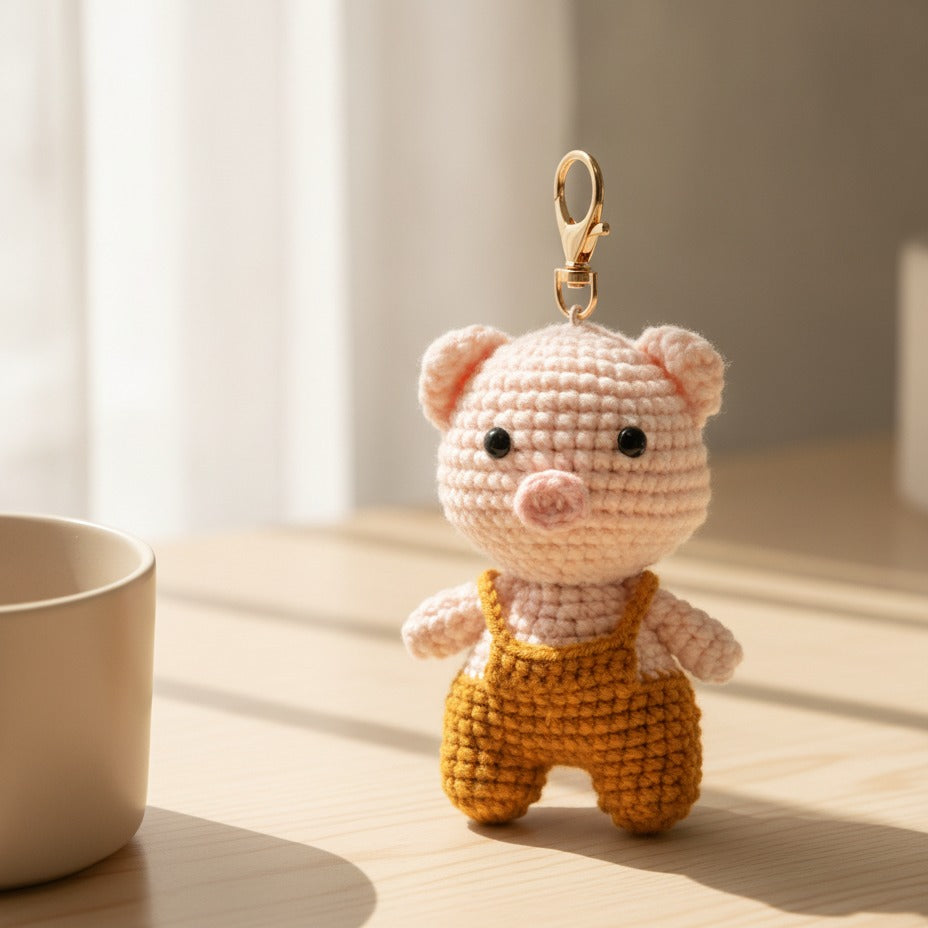 Mini Crochet Keychain DIY Kit - Pig