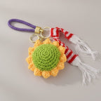 Crochet Sunflower Keychain Charm - Yellow & Green