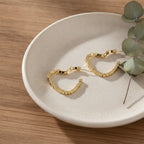 Textured Chunky Hoop Earrings - Gold
