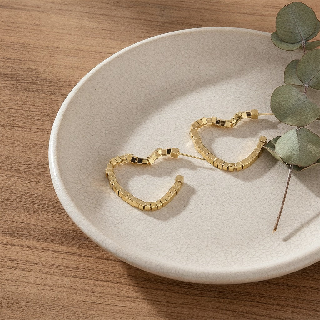 Textured Chunky Hoop Earrings - Gold