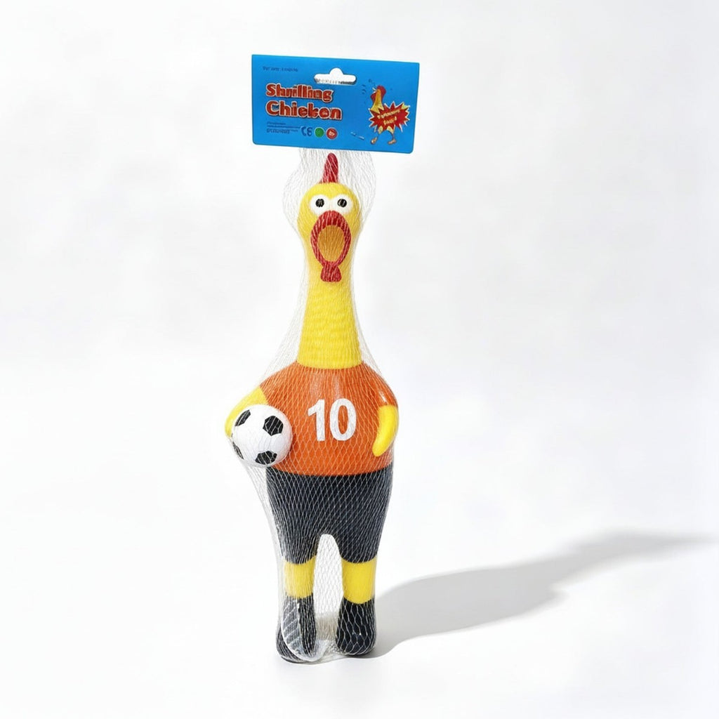 World Cup Soccer Fan Screaming Chicken Squeeze Toy - Orange