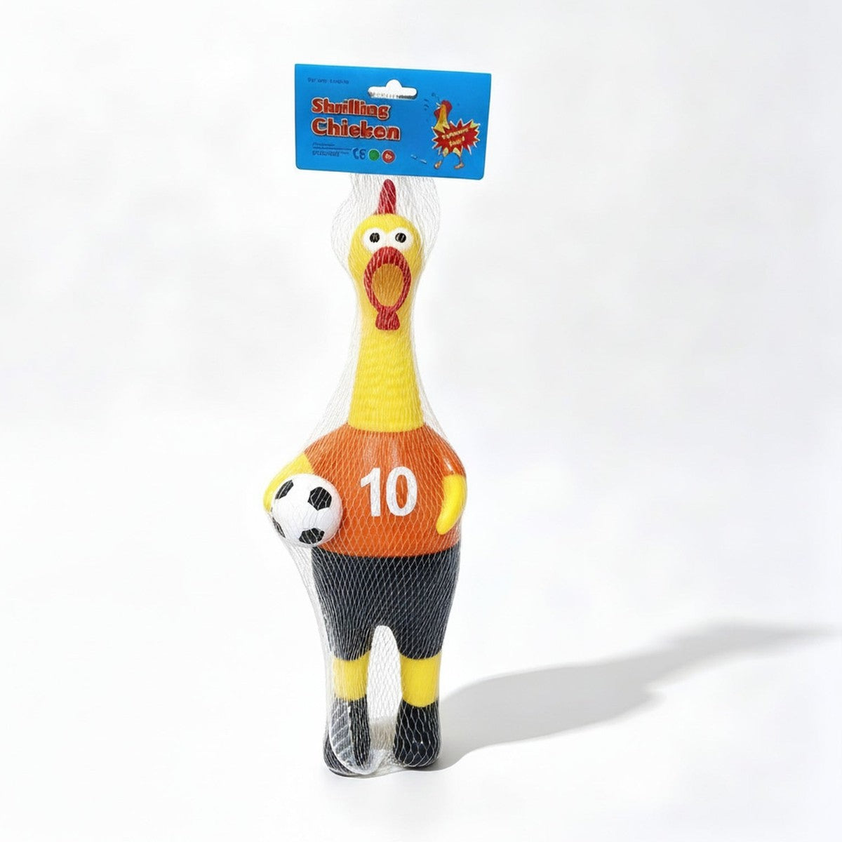 World Cup Soccer Fan Screaming Chicken Squeeze Toy - Orange