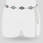 Turquoise Evil Eye Chain Belt Silver – scarves & belts (view 1)