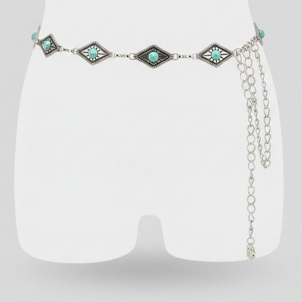 Turquoise Evil Eye Chain Belt Silver – scarves & belts (view 1)