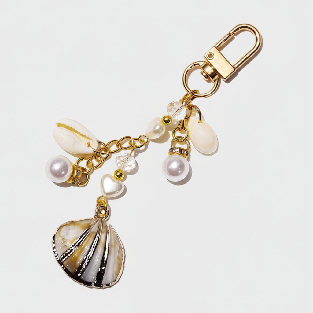 Elegant Seashell Pearl Charm Keychain – jewelry (view 1)