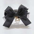 Ruched Satin Hair Claw - Black