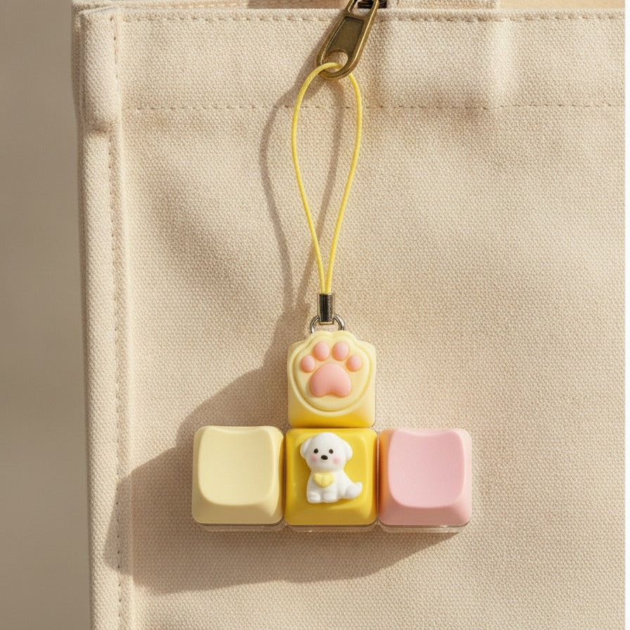 Cute Pup Light-Up Keychain - Yellow