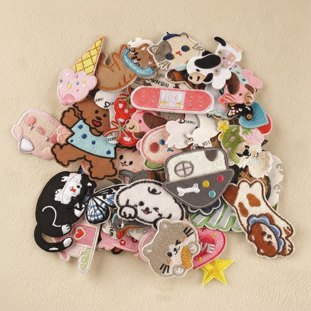 Fabric Keychain DIY Kit Set - Random Patches 10-Pack (Refill)