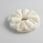 Cream Lace Scrunchie With Pearl Detail – hair accessories (view 1)