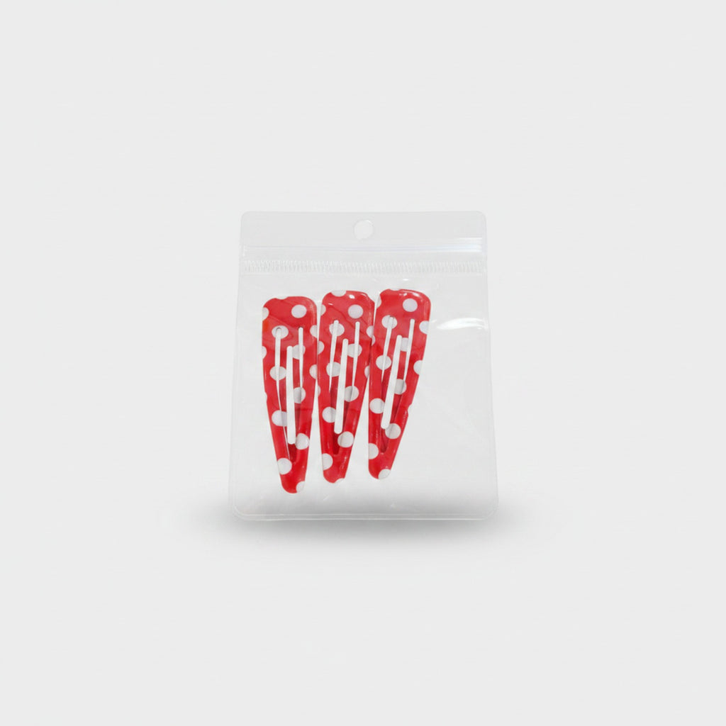 Polka Dot Teardrop Hair Clips Set Red Polka Dot