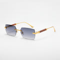 Rectangular Metal Wood Temple Sunglasses - Gold Frame Gradient Gray – eyewear (view 1)