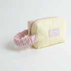 Quilted Cosmetic Bag With Scrunchie - Yellow Large – bags & wallets (view 1)
