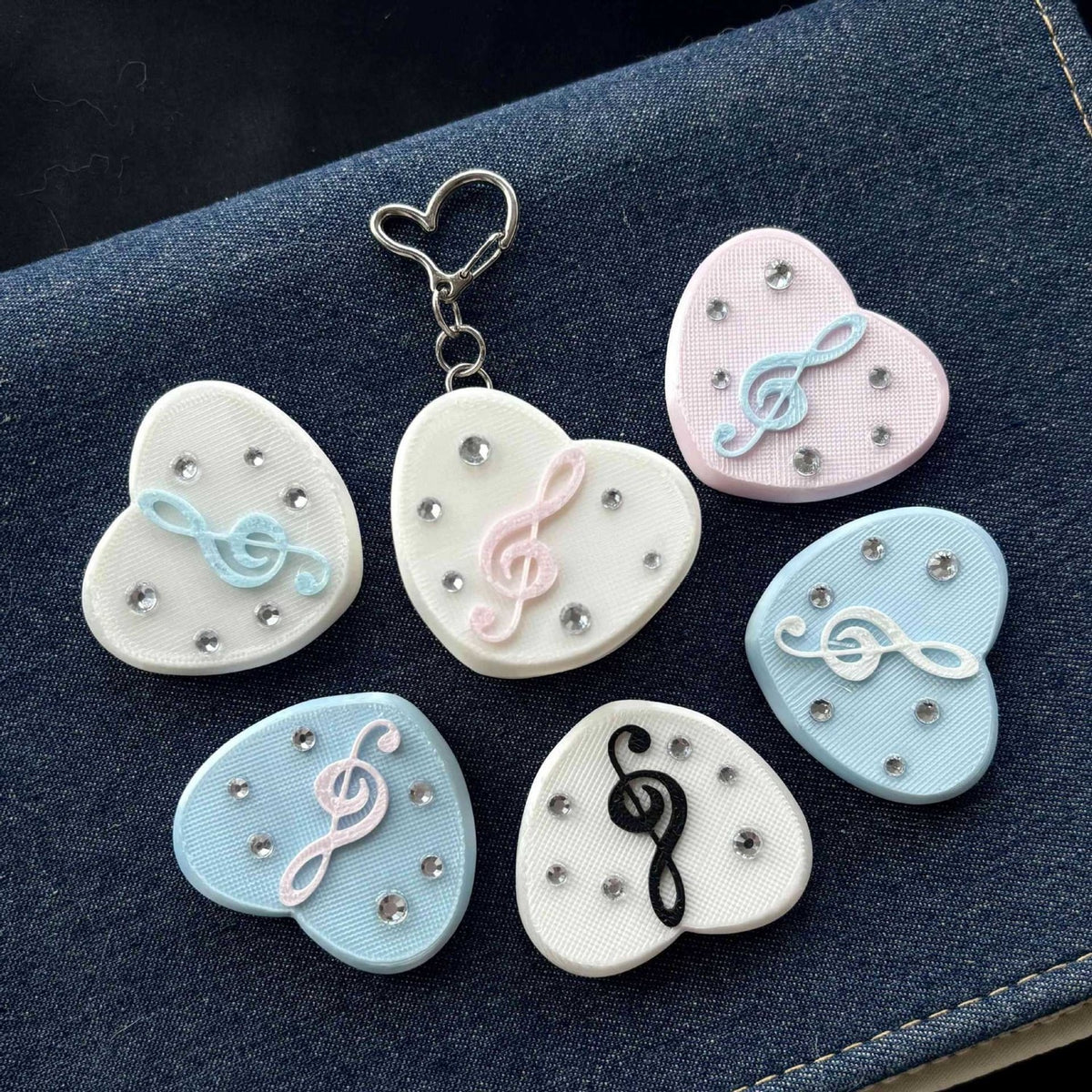 Heart Music Earphone Holder 3D Printed Keychain Charm - Type 2