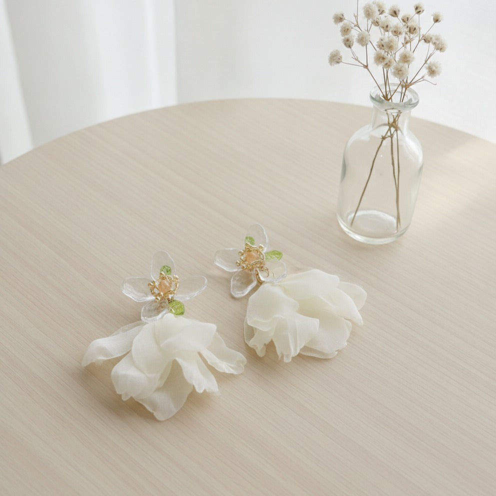 Pom Pom Petal Drop Earrings - Type 25