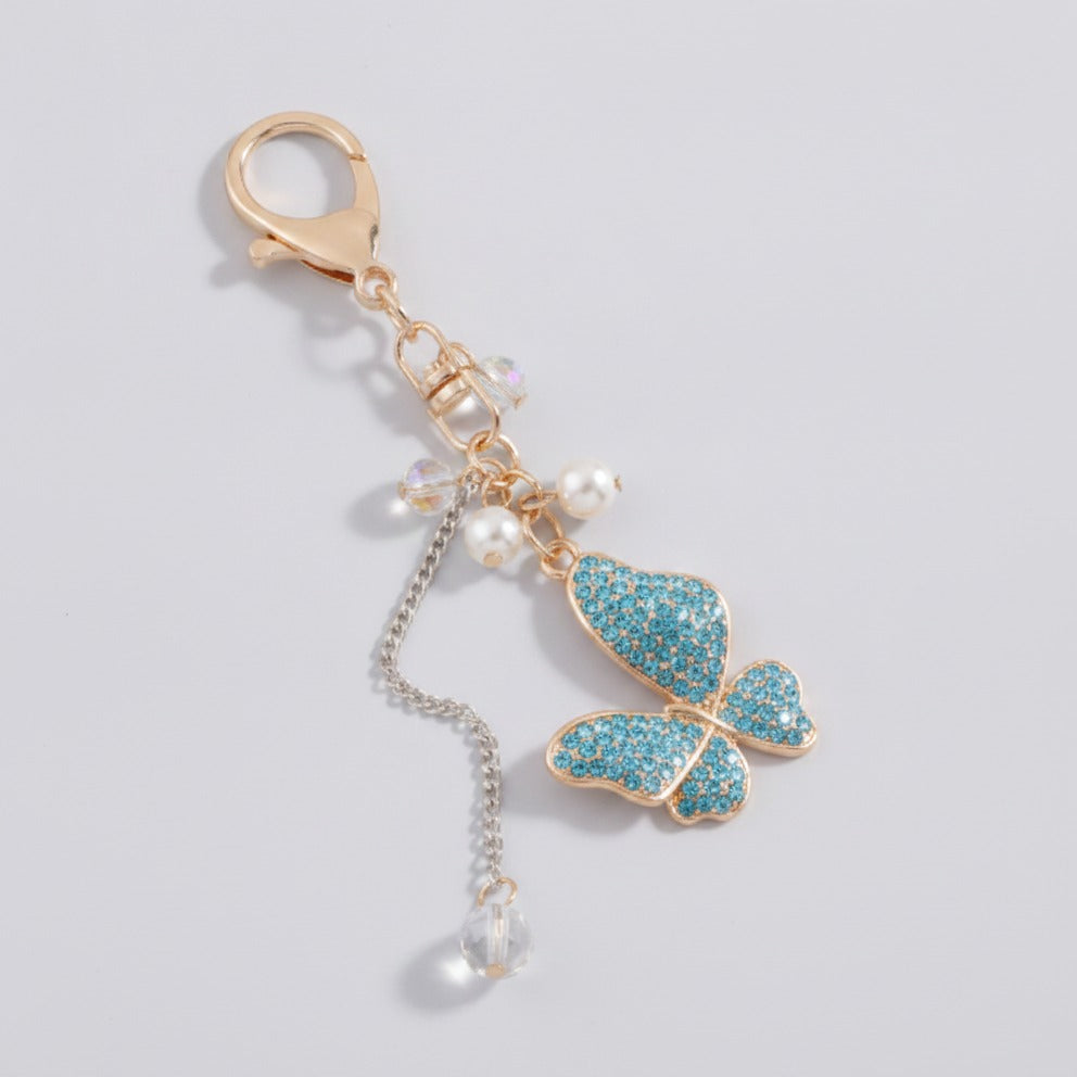 Sparkle Butterfly Charm Keychain - Blue