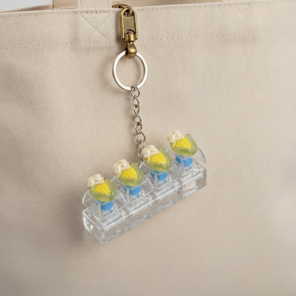 Angry Cookie Keychain - Clear Base Corn