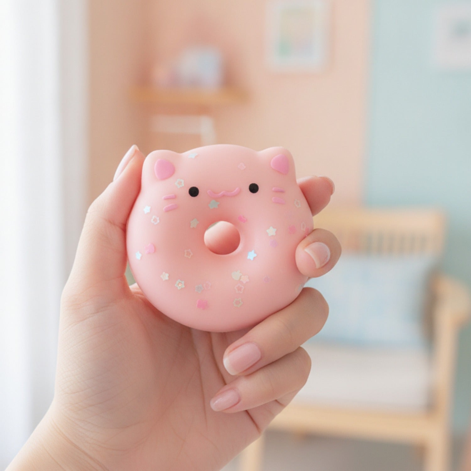 Cute Donut Plush With Smiley Face Pink Donut