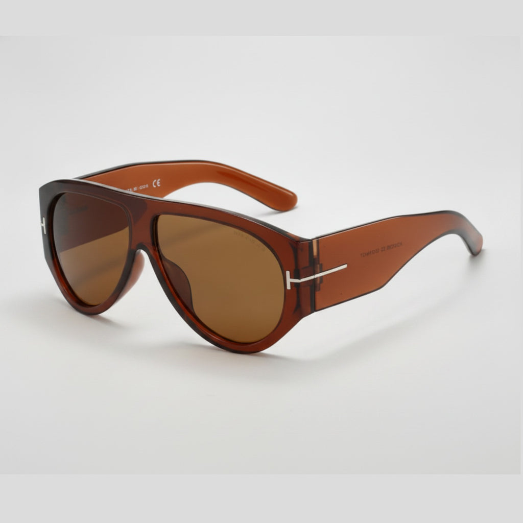 Oversized Aviator Tinted Sunglasses - Brown & Brown