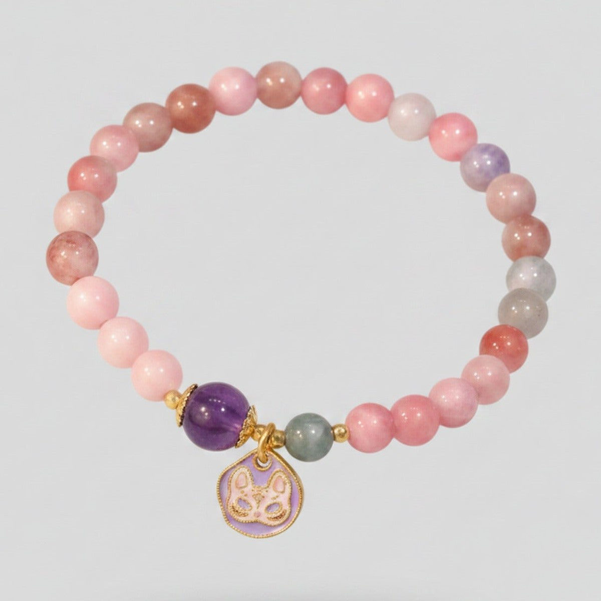Beaded Bracelet with Purple Amethyst Charm – jewelry (view 1)