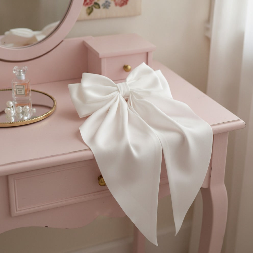 Oversized Bow Hair Claw - White