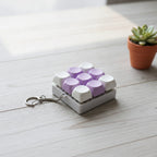 Mini Keyboard Key Keychain - White & Purple