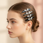Rhinestone Black Clip Hair Pin Set Bow Rhinestone
