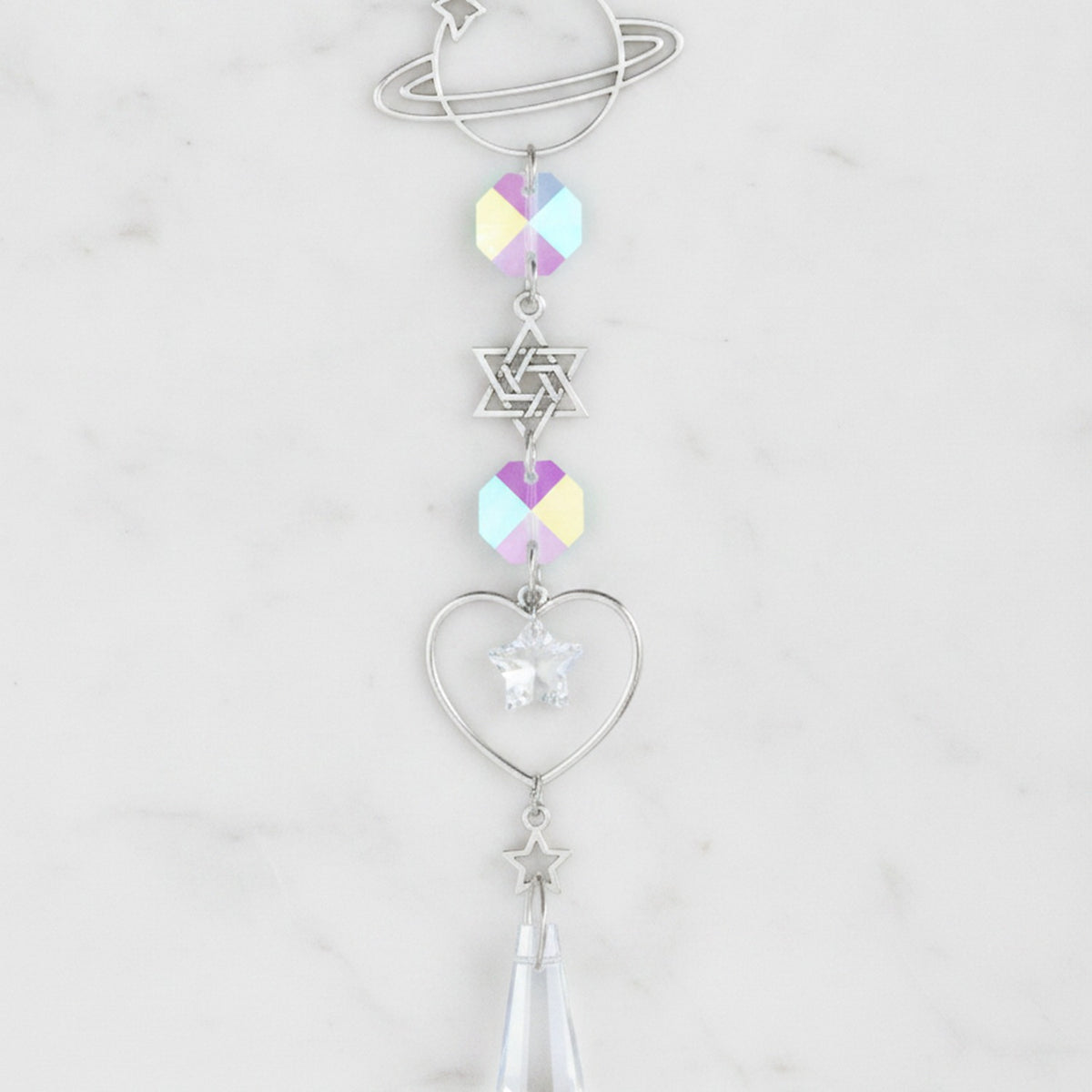 Celestial Crystal Car Charm - Silver Classic