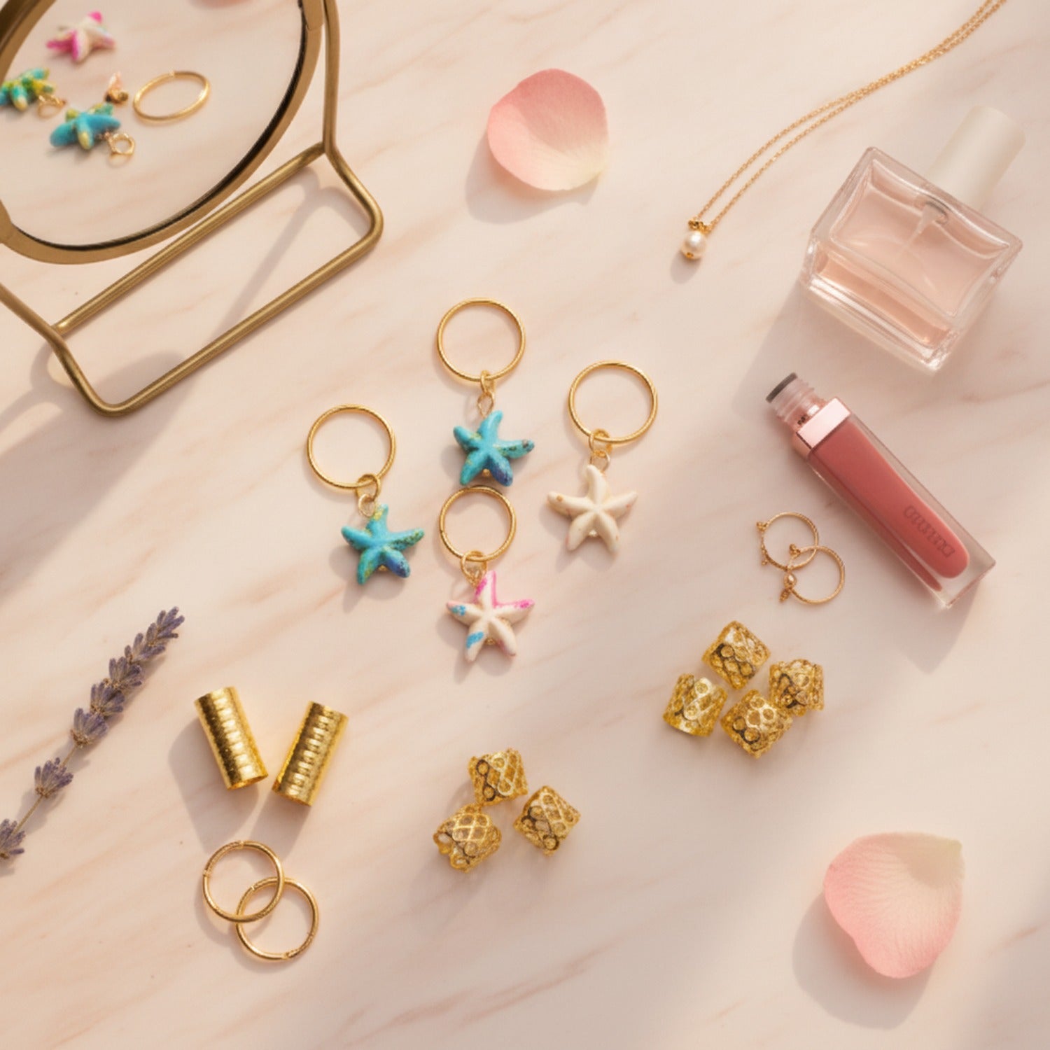 Mini Starfish Charm Keyring Set 35-Piece Assorted Set