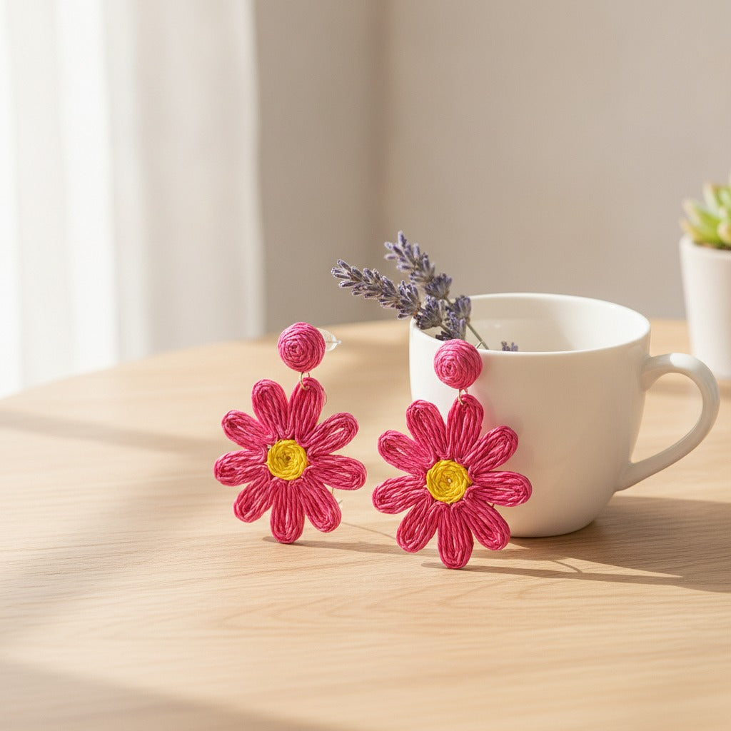 Pom Pom Petal Drop Earrings - Type 5