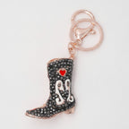 Diamond-encrusted high boot metal keychain - Black – novelty & toys (view 1)