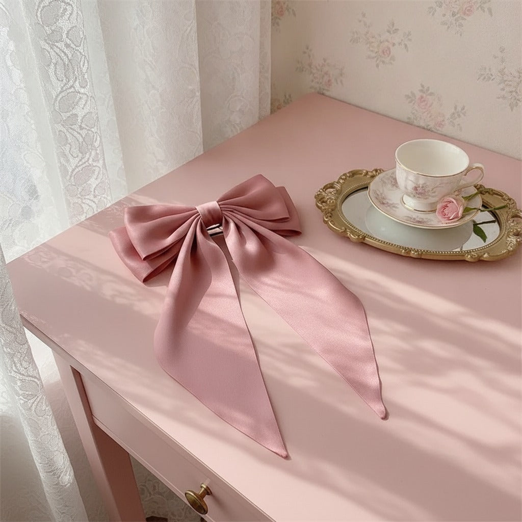 Leopard Bow Hair Claw - Pink